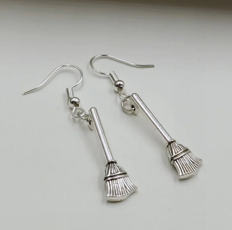 Metal Broom Drop Earrings Women Party Wedding Jewelry Dangle Gifts Earrings