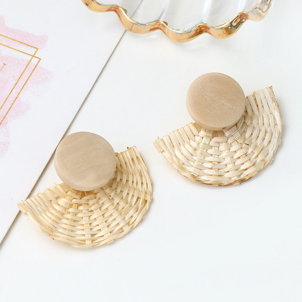 Beige Fan Shaped Geometric Drop Earrings Modern Women Stylish Gift Jewelry Ear