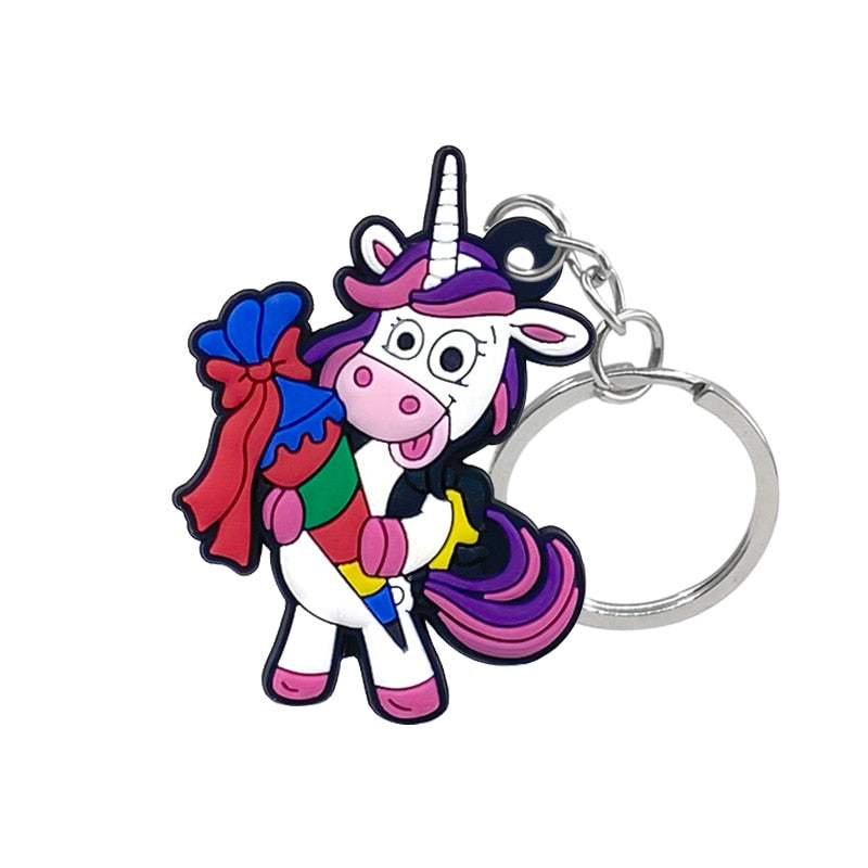 11 Styles Colorful Magic Unicorn Keychain Cute Key Holder Cartoon Keyring