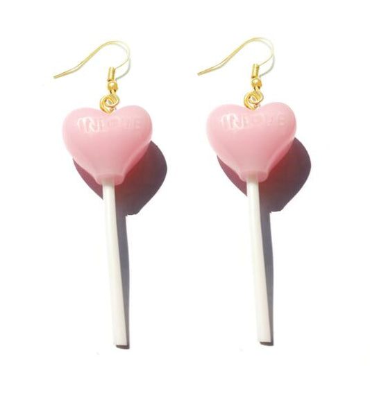 Pink heart Resin Candy Lollipop Drop Earrings Cartoon Ear Pendants Accessories