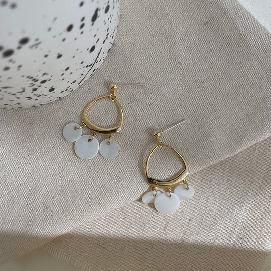 White Discs Drop Earrings Women Girl Party Gift Fashion Ear Jewelry Accessories