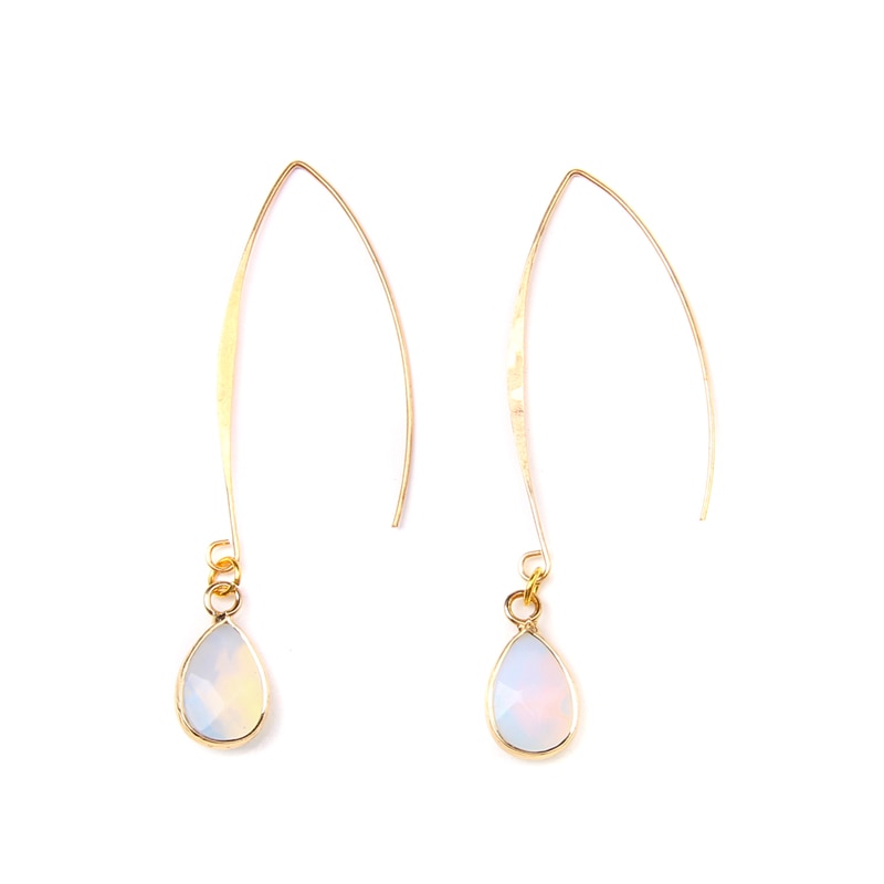 Moonstone Drop Shaped Charm Lady Cute Dangle Earrings for Women Jewelry Girls