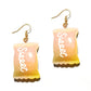 Peach Resin Handmade Candy Drop Earrings Cartoon Art Women Party Jewelry Ear