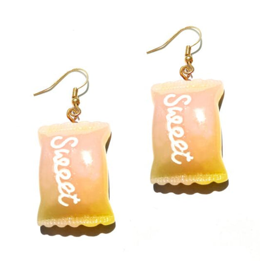 Peach Resin Handmade Candy Drop Earrings Cartoon Art Women Party Jewelry Ear