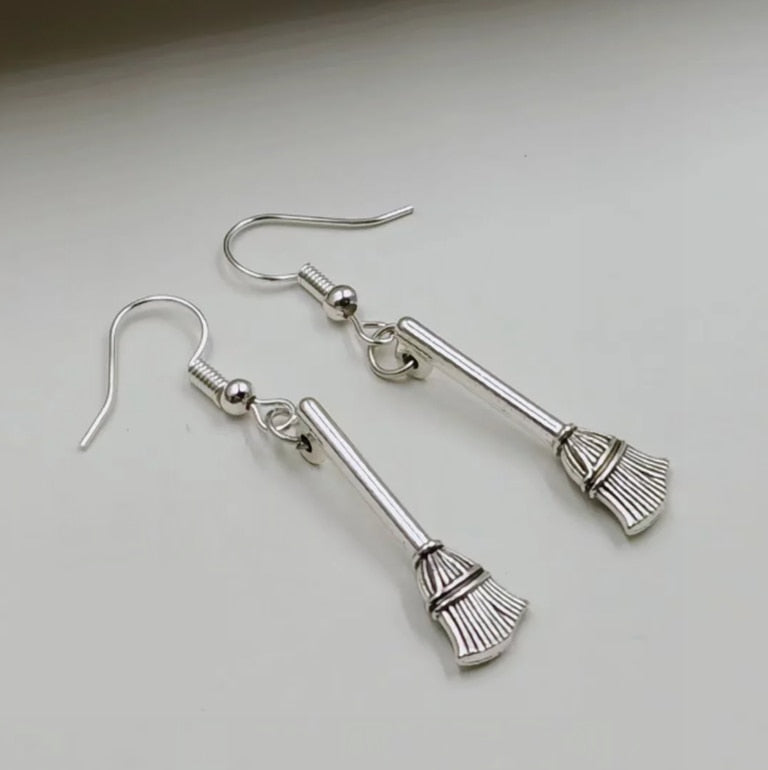 Metal Broom Drop Earrings Women Party Wedding Jewelry Dangle Gifts Earrings