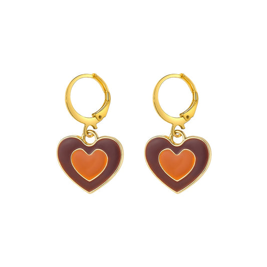 Brown Heart Dangle Earrings Fashion Party Girls Pendant Earrings Women Jewelry