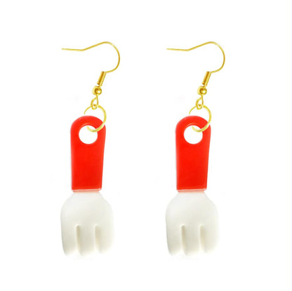 Red Fork Drop Earrings Cartoon Art Women Party Jewelry Ear Fashion Pendant