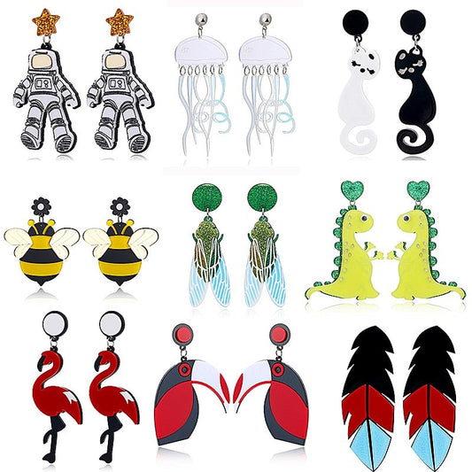 19 Styles Acrylic Cat Snake Flamingo Drop Earrings Women Travel Fashion Cartoon