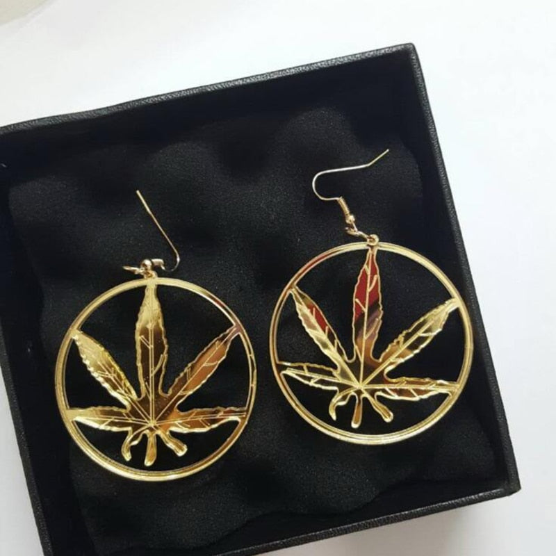 Leaf Round Drop Earrings Cartoon Art Women Party Jewelry Ear Fashion Pendant