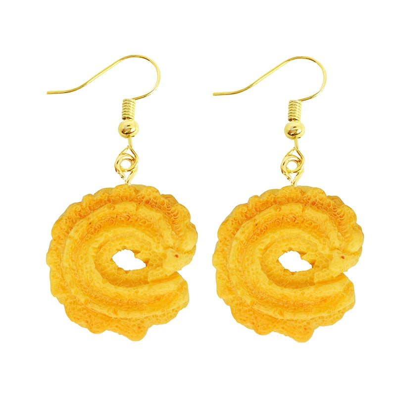 Funny Cute Fried Cookie Drop Earrings Women Creativity Jewelry Cute Earring