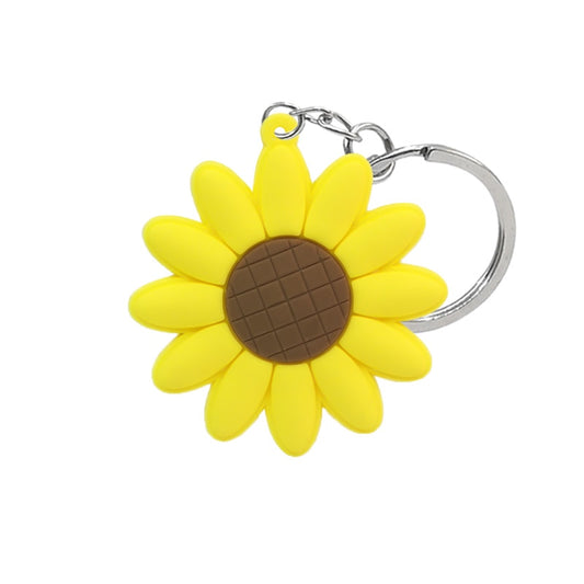 Cartoon Sunflower PVC Keyring Cute Cartoon Style Keychains Bag Car Pendant