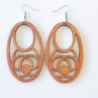 Wooden Geometric Oval Drop Earrings Women Party Wedding Jewelry Dangle Gifts