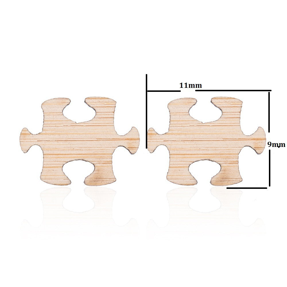 Wooden Puzzle Lady Cute Stud Earrings for Women Jewelry Girls Earrings