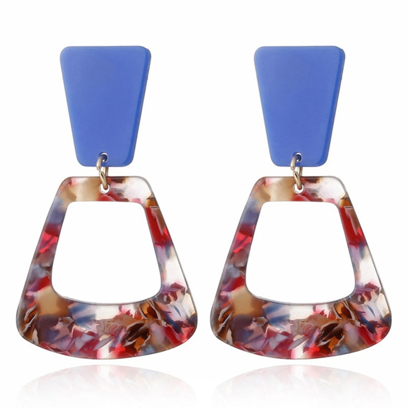 19 Styles Geometric Acrylic Irregular Hollow Circle Square Drop Earrings Modern