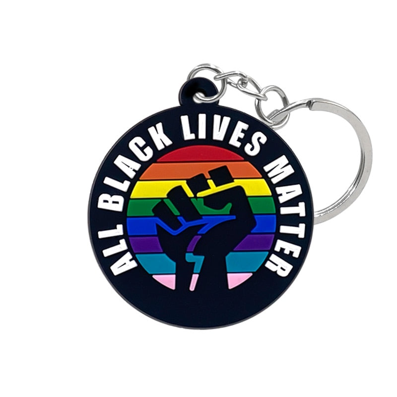 7 Styles Black Lives Matter Keychain Cartoon Figure Key Ring Kid Toy Holder