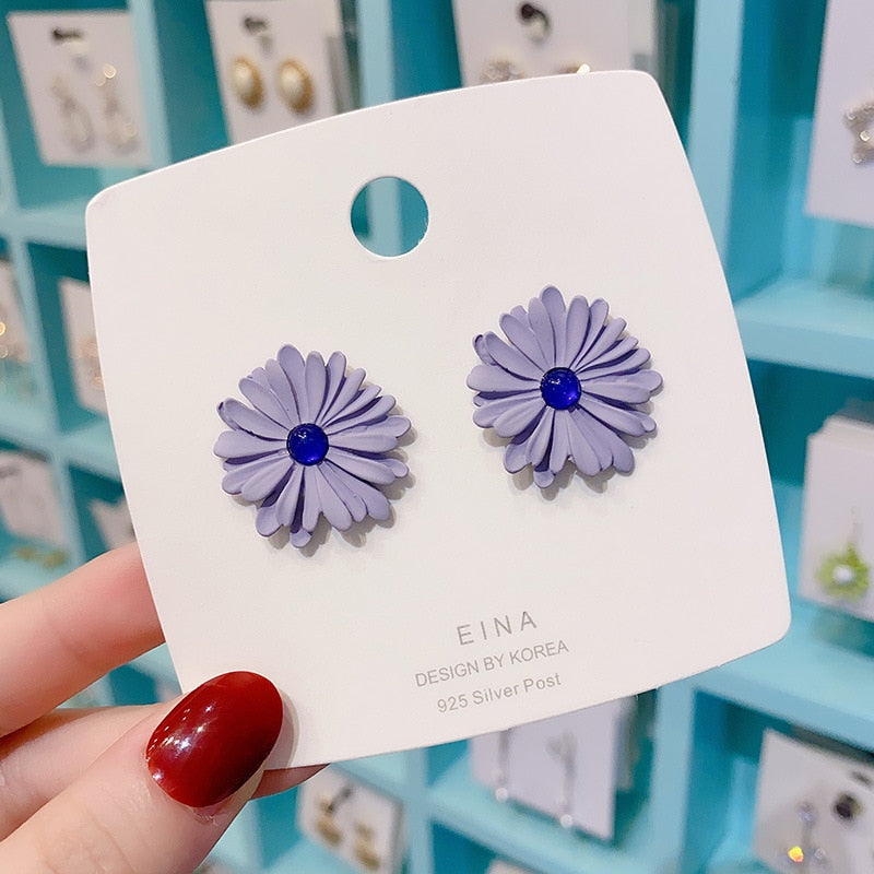 9 Styles Blue Color Geometric Flower Dangle Earrings Women Travel Fashion