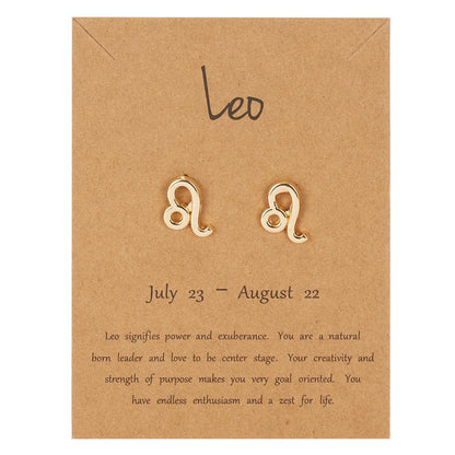 Leo Zodiac Constellations Sign Stainless Steel Earrings Women Jewelry Small
