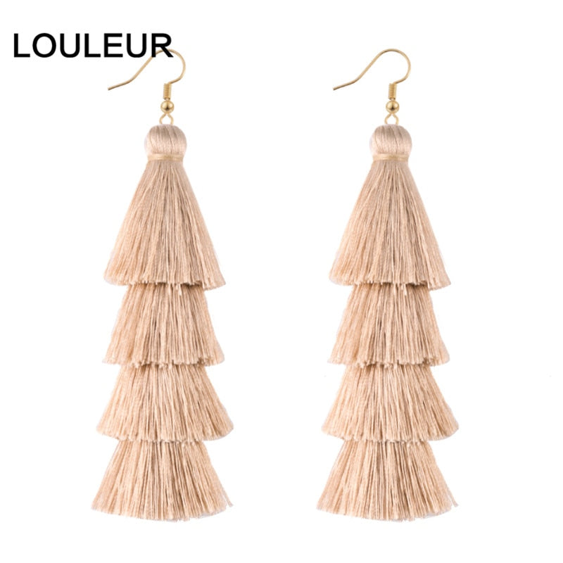 39 Styles  4 Layer Bohemian Multicolor Statement Tassel Dangle Earrings Women