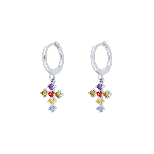 Colorful Crystal Cross Piercing Cartilage Earrings Women Girl Fashion Trendy