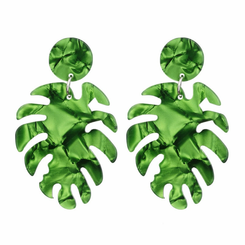 Tropical Leaf Drop Earrings Cartoon Art Women Party Jewelry Ear Fashion Pendant