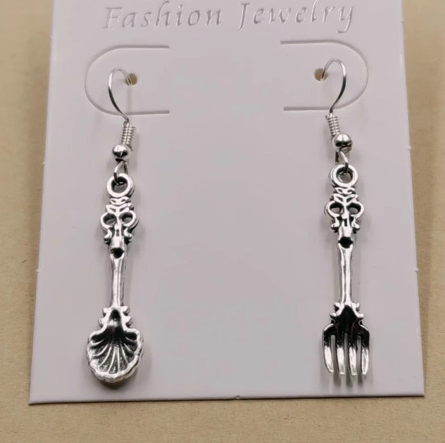 Spoon and Fork Metal Drop Earrings Fashion Party Girls Pendant Earrings Women