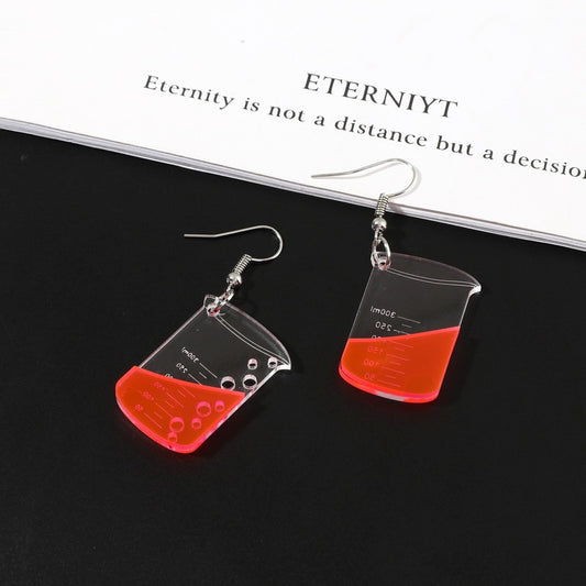 Red Chemical Cup Halloween Drop Earrings Cartoon Art Women Party Jewelry Ear