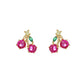 Cherries Crystal Stud Earrings Cartoon Ear Pendants Accessories Women Jewelry