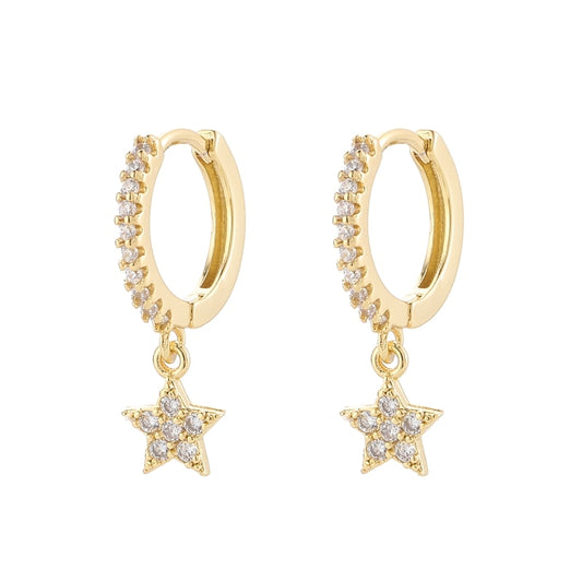 Rhinestone Star Charm Piercing Cartilage Earrings Women Girl Fashion Trendy