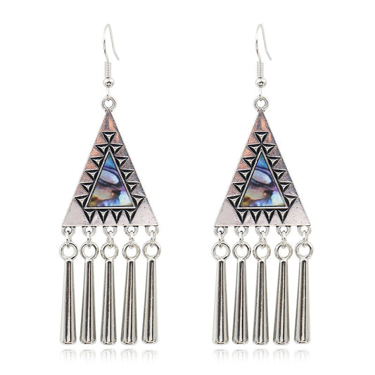 Triangle Decor Metal Tassel Dangling Drop Earrings Female Fashion Earrings