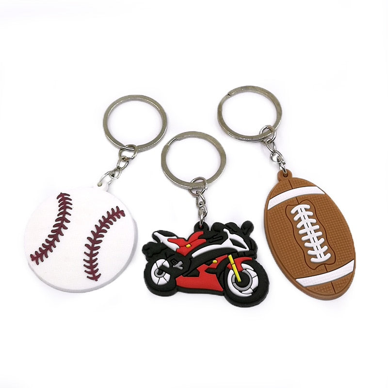 6 Styles Baseball Rugby Sports Keychain Party Gift Cute Keyring Cartoon DIY