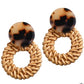 29 Styles Wooden Straw Woven Rattan Vine Braid Drop Earrings Modern Women