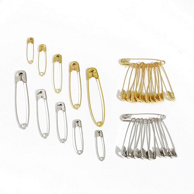 50Pcs Silvery Safety Pins DIY Sewing Tools Accessory Stainless Steel Needles