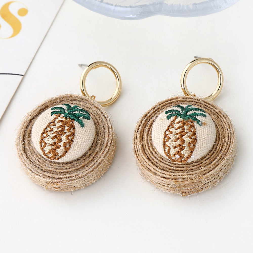 29 Styles Wooden Straw Woven Rattan Vine Braid Drop Earrings Modern Women