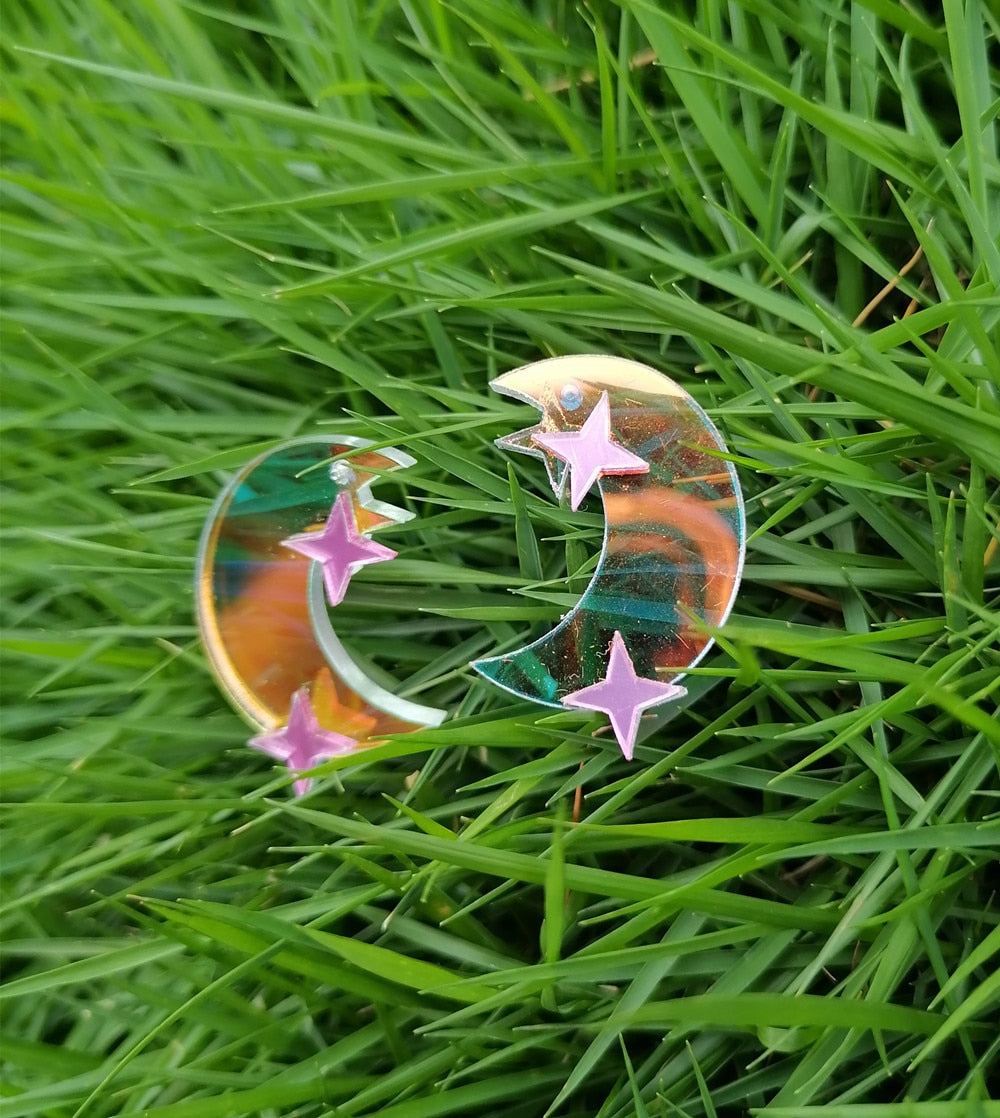 32 Styles Holographic Colorful Acrylic Geometric Star Moon Butterfly Dangle