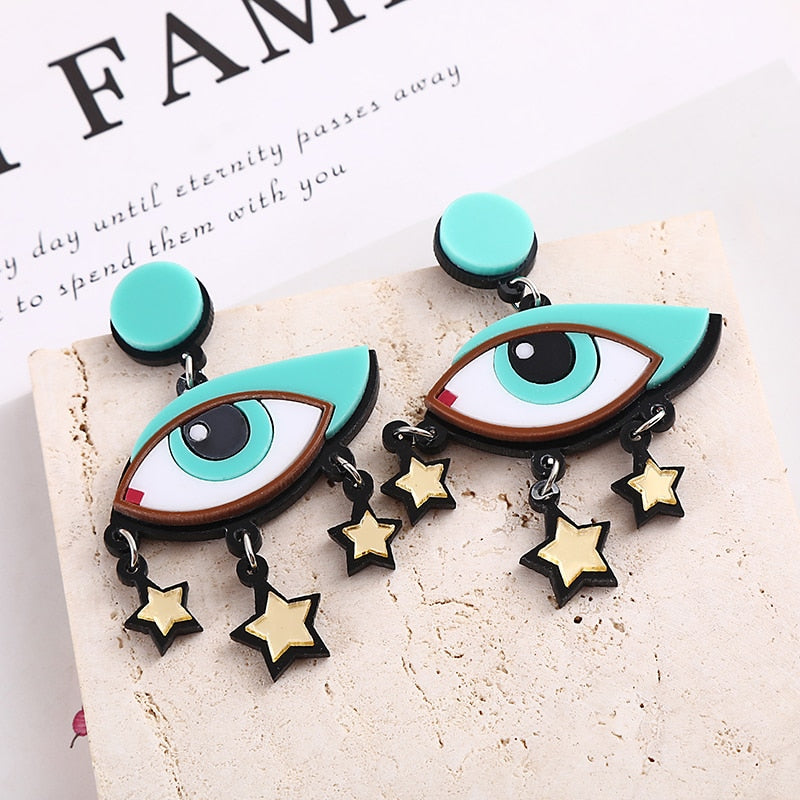 47 Styles Guitar Fish Eye Acrylic Drop Earrings Female Travel Cartoon Earrings