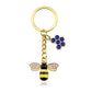6 Styles Alloy Drip Oil Rhinestone Bee Keychain Hexagon Honeycomb Charms Key