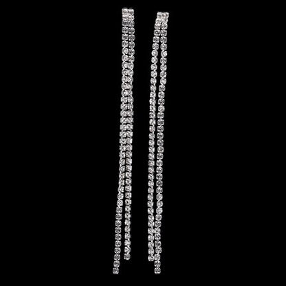 Double Rhinestone Tassel Drop Earrings Women Girl Fashion Trendy Jewelry