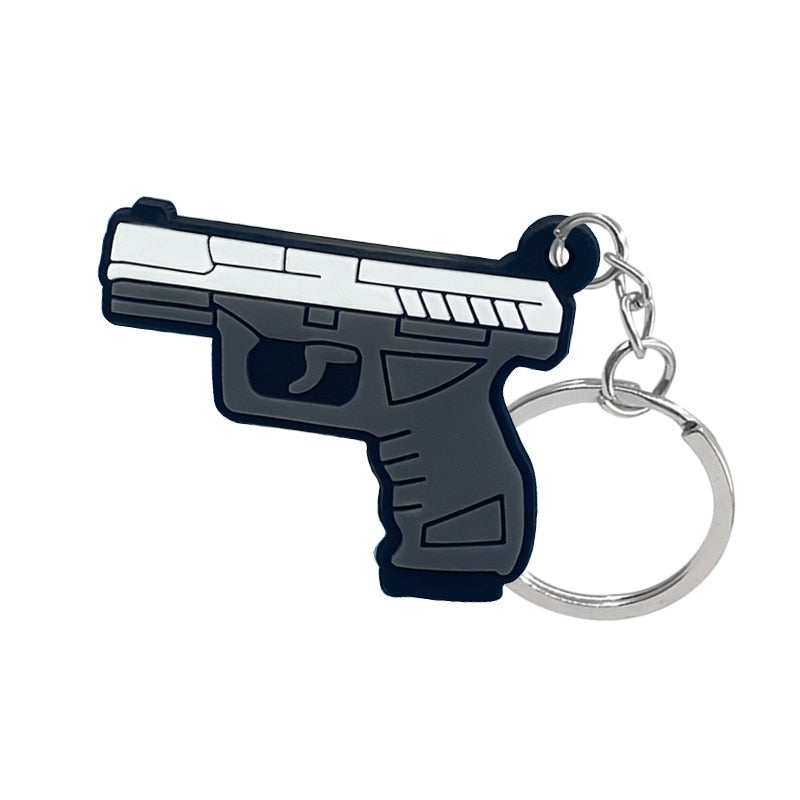 Cartoon Gun PVC Keychain Cartoon Creative Gift Key Holder Keyring Anime Souvenir