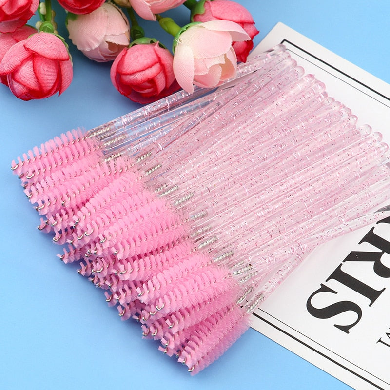 Disposable Eyelash Makeup Brush Diamond Handle Mascara Wands Eyelash Extension