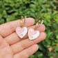 Rhinestone Heart Pink White Dangle Earrings Women Girl Fashion Trendy Jewelry