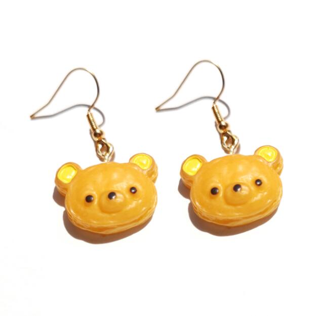 Bear Donut Drop Earrings Cartoon Art Women Party Jewelry Ear Fashion Pendant