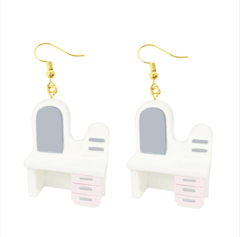 Retro Make Up Stand Drop Earrings Cartoon Art Women Party Jewelry Ear Fashion