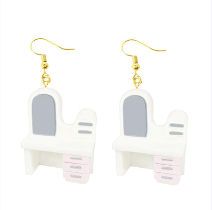 Retro Make Up Stand Drop Earrings Cartoon Art Women Party Jewelry Ear Fashion