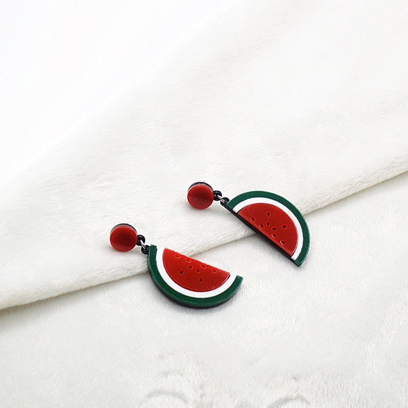 12 Styles Watermelon Lemon Strawberry Cherry Dangle Earrings Cartoon Ear