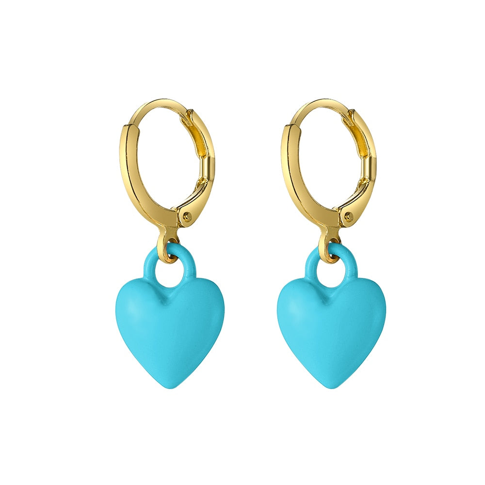 Blue Heart Dangle Earrings Fashion Party Girls Pendant Earrings Women Jewelry