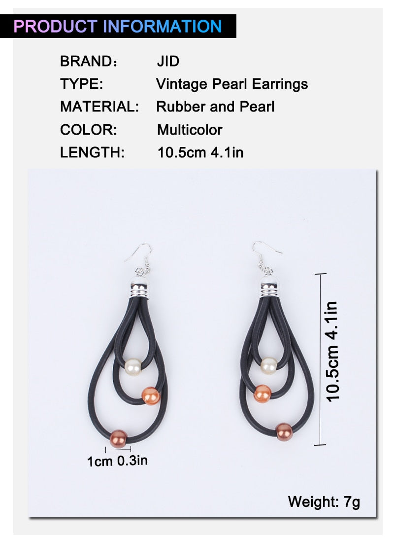 Rubber and Pearl Dangle Earrings Fashion Party Girls Pendant Earrings Women