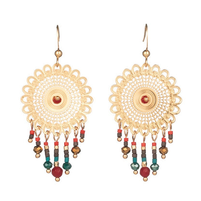 Mandala Beads Decor Dangle Earrings Women Fashion Modern Accessories Cute