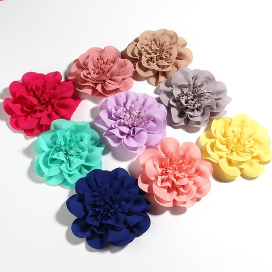 15 Styles 1PC 10CM 3.8" Big Chiffon Flowers Hair Clips Hairpins Handmade