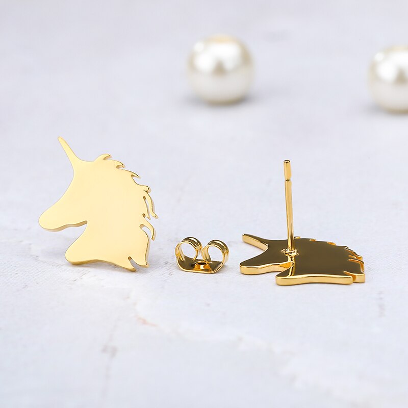 Unicorn Stud Earrings Fashion Shiny Ladies Jewelry Women Classic Studs