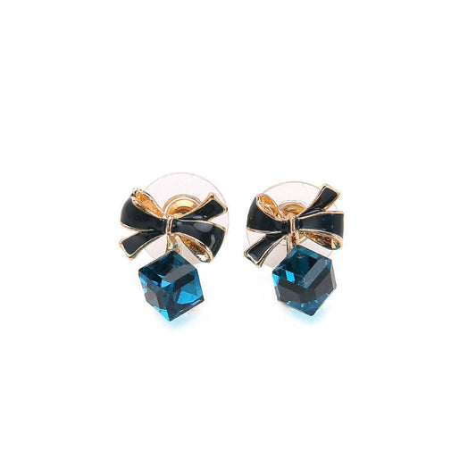 Bead Decor Bow Earrings for Women Girls Ear Studs Jewelry Gift Fashion Earrings